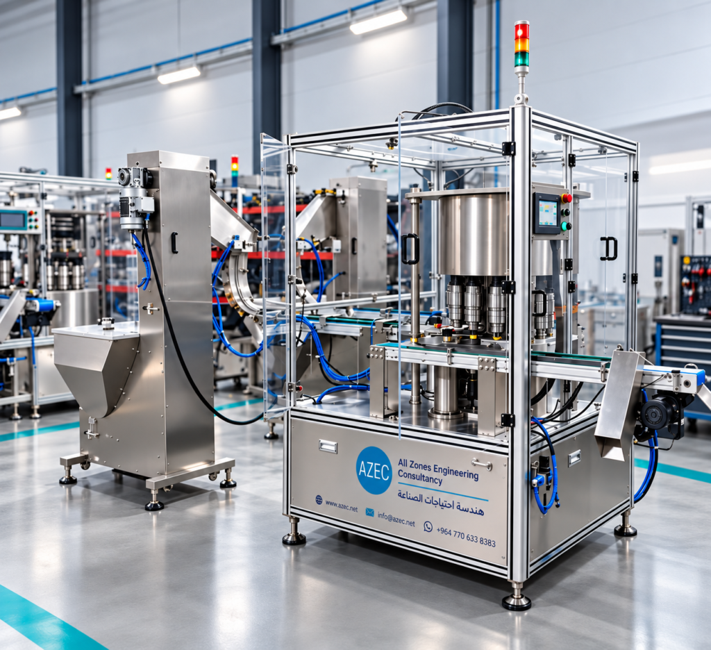 azec automated bottling line in modern factory