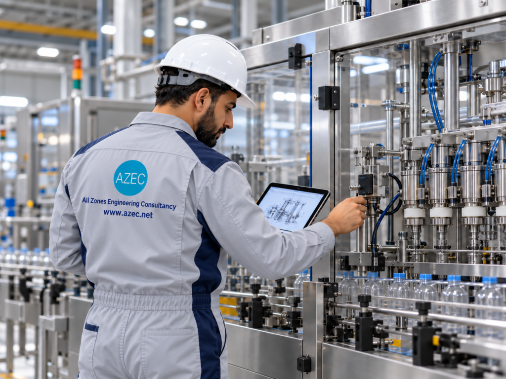 azec engineer inspecting packaging machinery