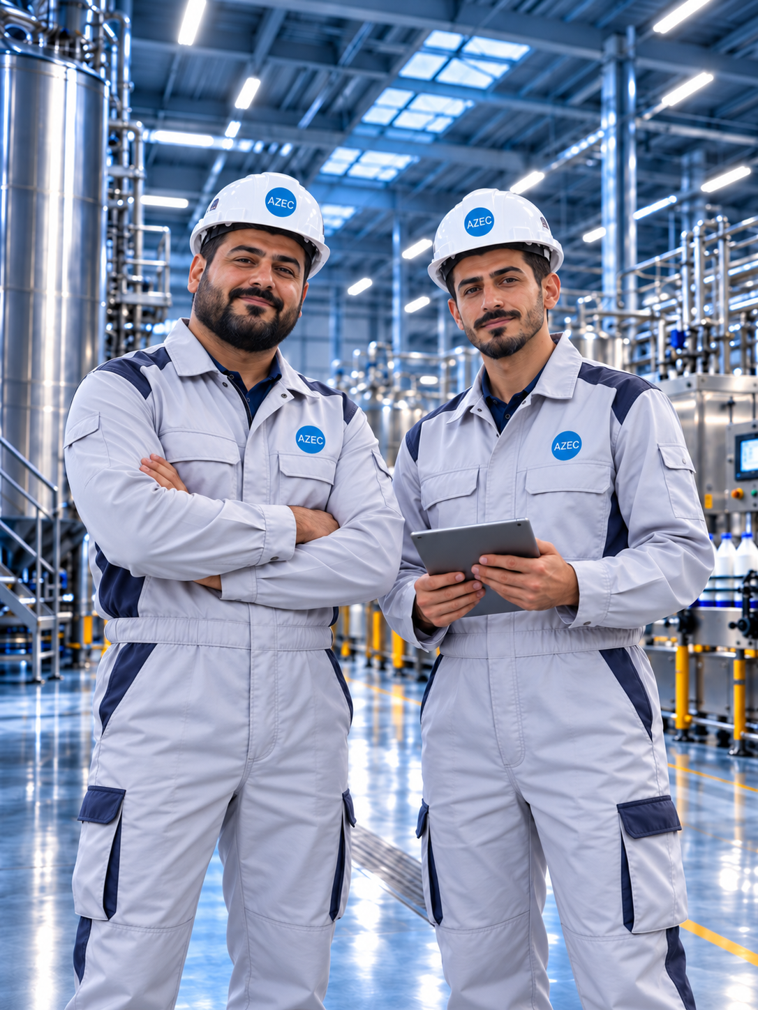 azec engineers in modern factory