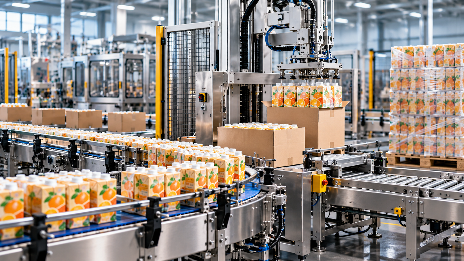 automated orange juice packaging line