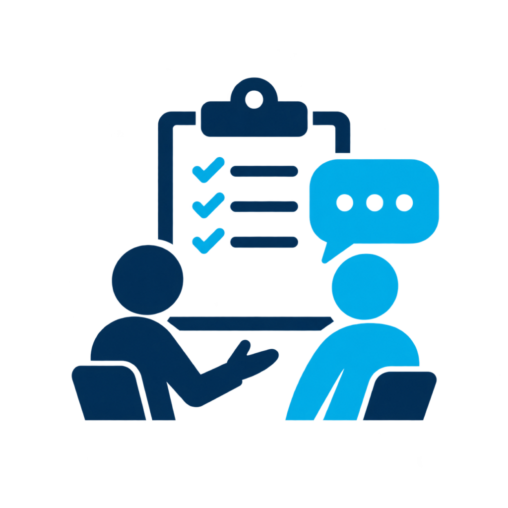 blue consultation checklist icon