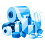 blue packaging materials and cartons