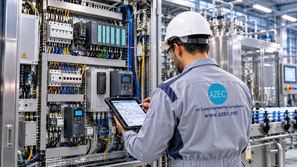 industrial automation technician at control cabinet