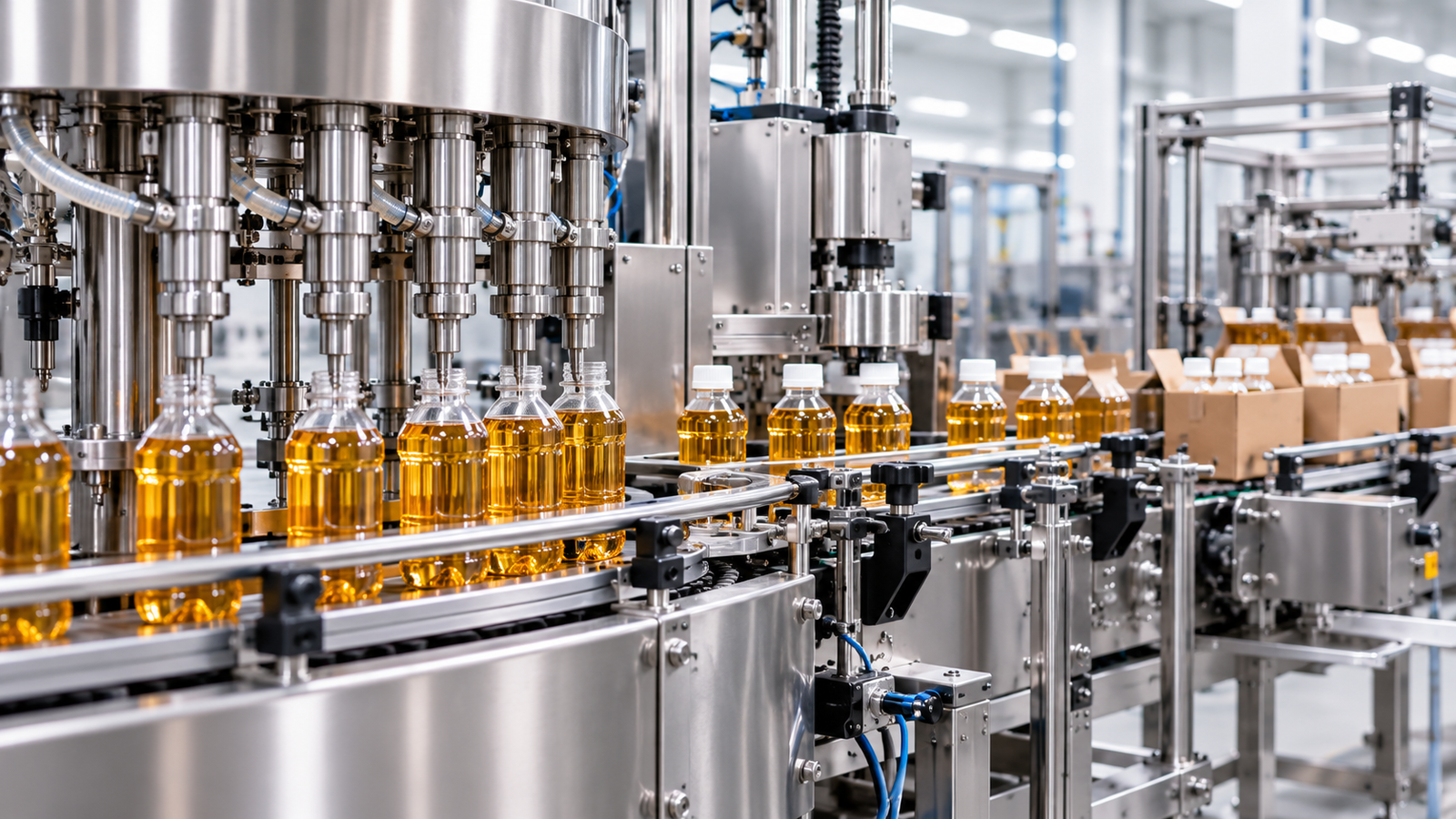 modern amber bottle packaging line