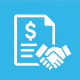 four panel cyan business icon set