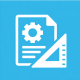 four panel cyan business icon set